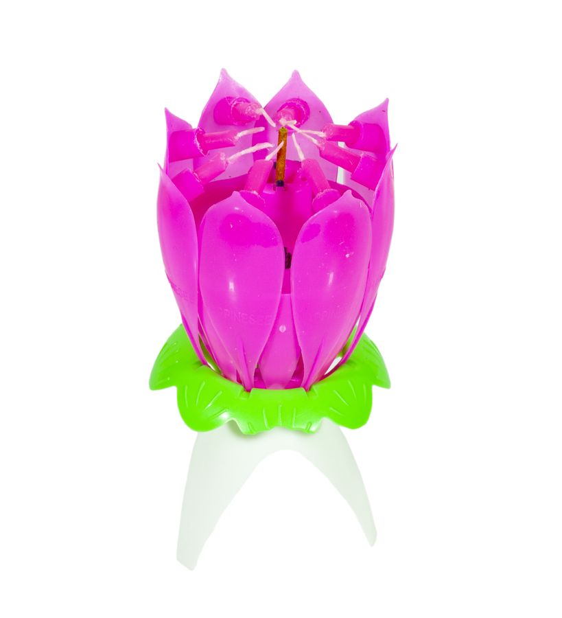 Свічка для торта "Квітка" музична, 12см (6704)