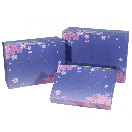 Подарункова коробка 9700-21, прямокутна синя, 28х21х11cm/25х18х10/22.5х15.5х9cm   3шт. в наборі (9700-21)