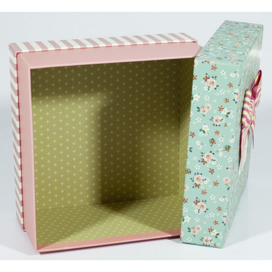 Подарункова коробка NC06-36, квадратна блакитна з рожевим, 20.5х20.5х11.5cm/18х18х9.5/15х15х7.5cm   3шт. в наборі (NC06-36)