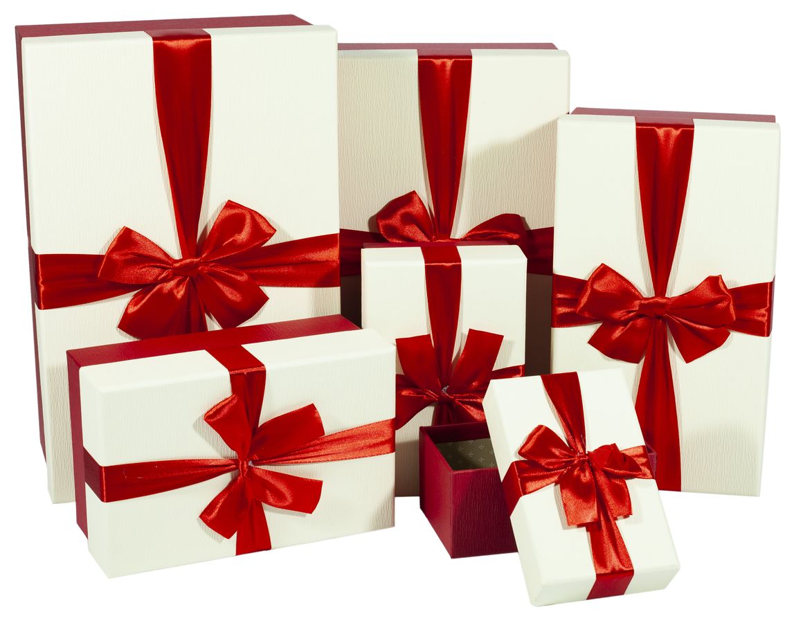 Подарункова коробка LJT-1, прямокутна  червона з білим, 32х21х13.5/29х18х11.5/26х15х9.5/20х13х9/17х11х7.7/16х9.5х6.5cm   6шт. в наборі (LJT-1)