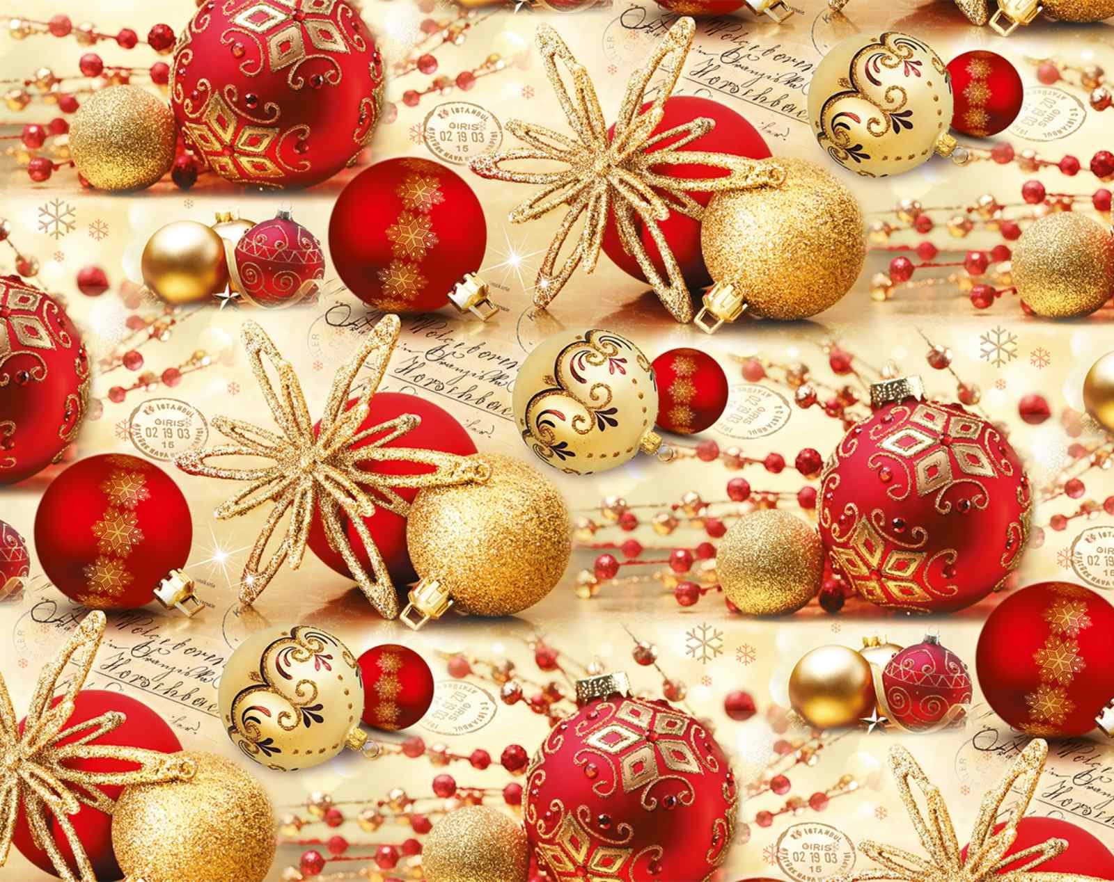 Папір новорічний крейдований для пакування подарунків 80г 100х70  -10 аркушів Червоний Unison (PVM10-78NY)