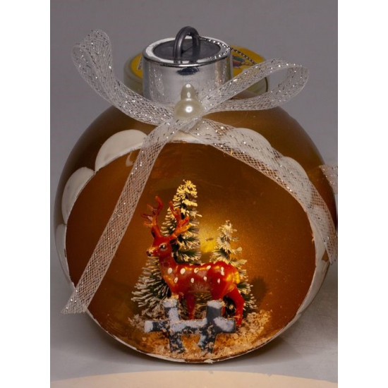 Елочный шар LED 3D фигура "Новый год" 9 х 11 х 6,5см Желтый Unison (0019_1КKP)