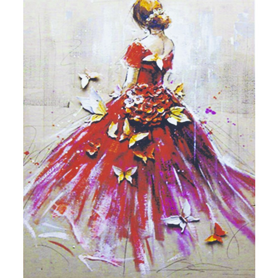 Картина по номерам "Девушка в красн.платье" 40*50см, 2068 (2068.)