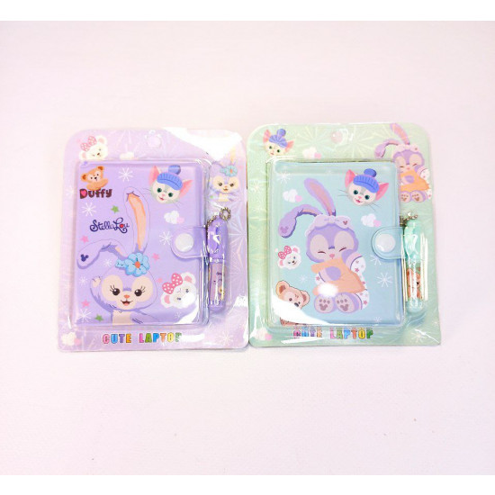 Блокнот на кнопці ПВХ+ ручка-брел. 8х10см "Зайчик" 45 аркушів, 2 види Різнокольоровий Unison (Е-001-R)