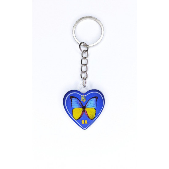 Брелок акриловий сердце 32 х 36мм, шильда 30 х 32мм Жовто-блакитний Unison (UNB-1004)