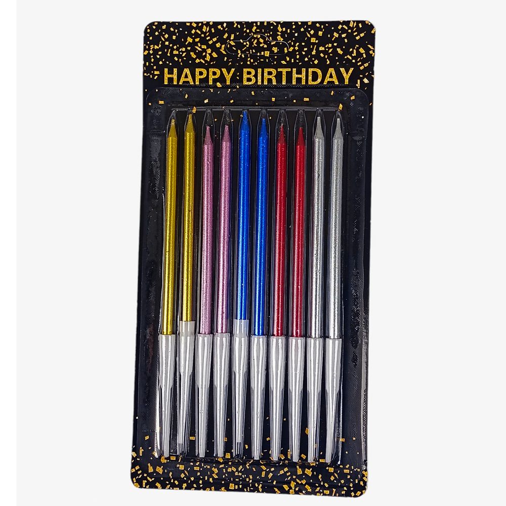 Набір свічок для торта 10 шт, мікс, 14 см Різнокольоровий Unison (040556/ 9329)