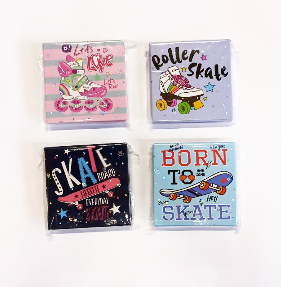 Блокнот дитячий 70 л 8 х 8см  "Скейт" Разноцветный Unison (BT-043)