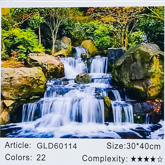 Алмазна мозаїка за номерами 30 х 40см "Водоспад" (полотно на рамі) Різнокольоровий Unison (60114_B GLD)