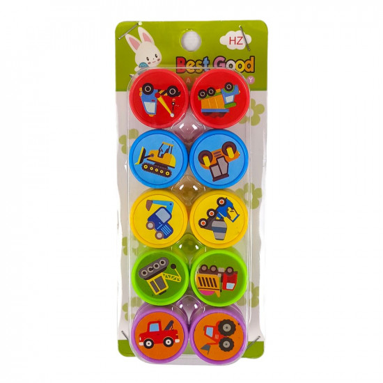 Набір штампиків 25мм 10шт "Машина" у блістері Різнокольоровий Без бренду (1019-A)