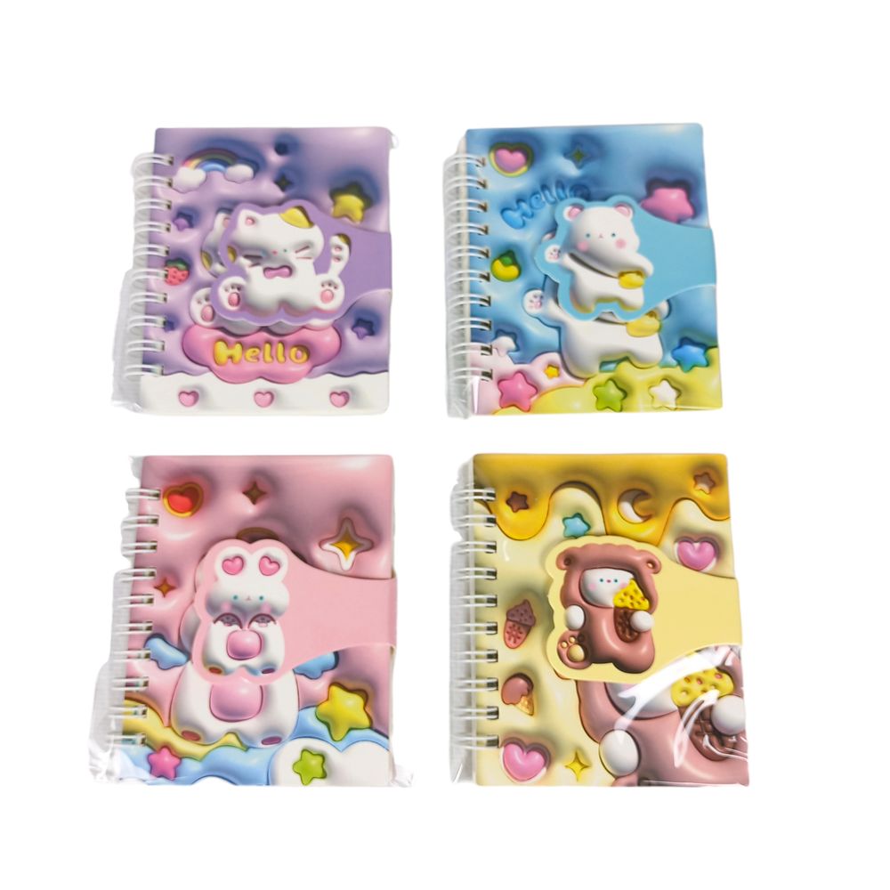 Блокнот на спіралі 80 аркушів "Звірята-3D" 8,2 х 10,5 см,  4 види Різнокольоровий Без бренду (100К-006)