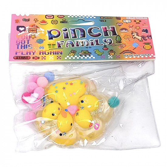 Таба сквіш антистрес  Лапка 6 см липка з блискітками жовта (Ts -yellow)