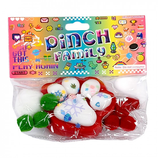 Таба сквіш антистрес  7см Лапка Новорічна (712210 white and red)