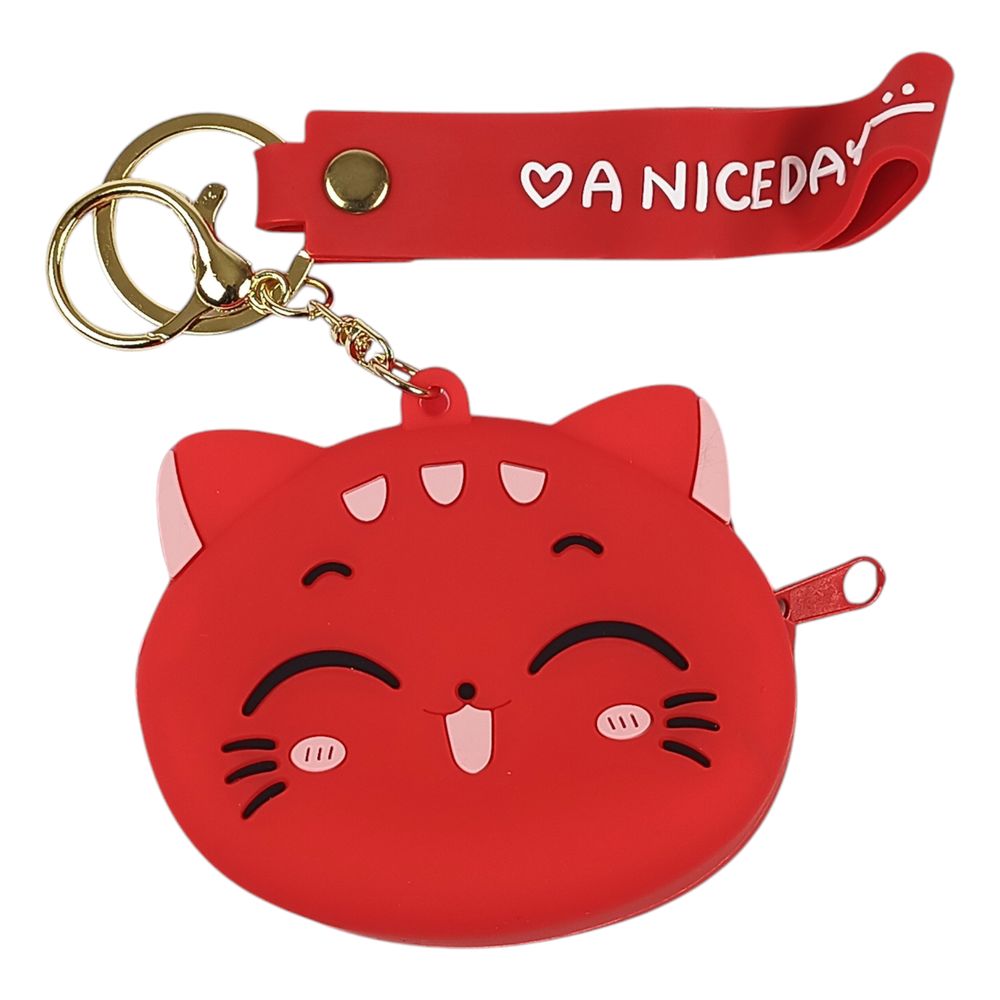 Кошелек силиконовый с хлястиком "Котик" 8 х 7см, 3 цвета (2301-11)