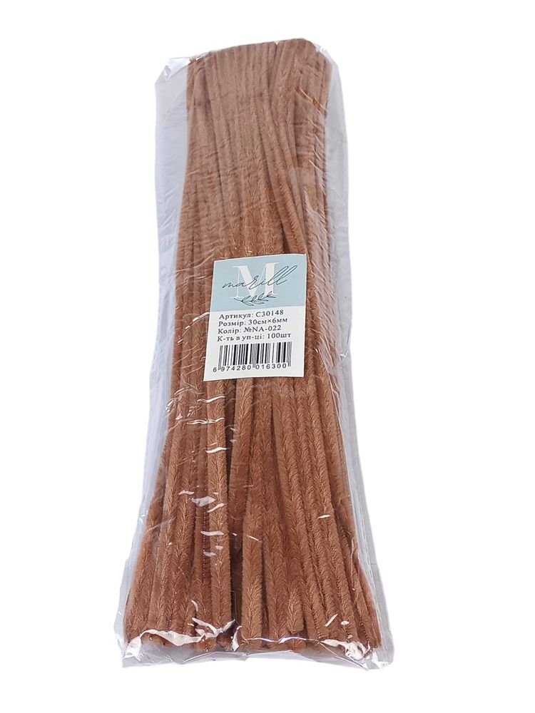 Синельний дріт, 300 х 6мм, світло-коричневий, 100 шт (C30148 light brown-KR-022)