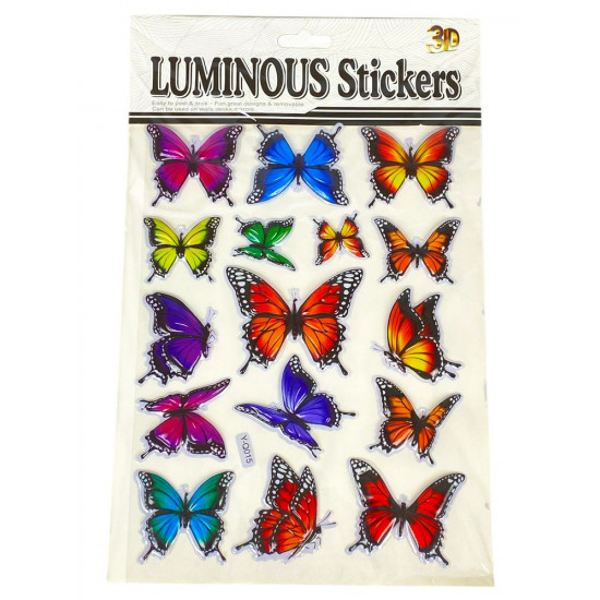 Наліпка пластикова рельєфна флуорісцентна, 10 х 30см Метелики (Y-Q015)