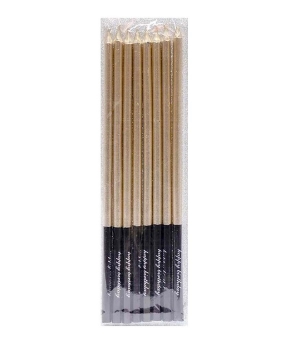 Набір свічок для торту "Еліт 15см" хром золото шампань,  8шт (868208)