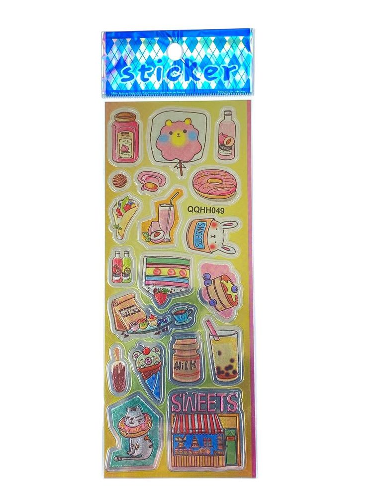 Наклейка пластиковая лазерная 7 х 17см "Сладости" (QQHH049)