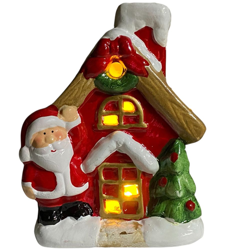 Сувенір декоративний, що світиться, LED "Будиночок Санта Клауса,Сніговика" 15,6 х 13см, 2 види (2324)