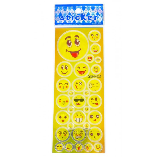 Наклейка пластиковая лазерная 7 х 17см "Смайлики" (QQHH022)