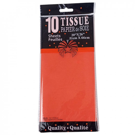 Папір тиш'ю 10 аркушів 50 х 66см, 14гр,  Помаранчевий (CQ303 P-1655)