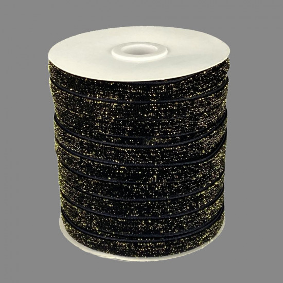 Оксамитова стрічка  блискуча 1,0 см х 50 ярдів Чорний Marill (D16710- C 138)