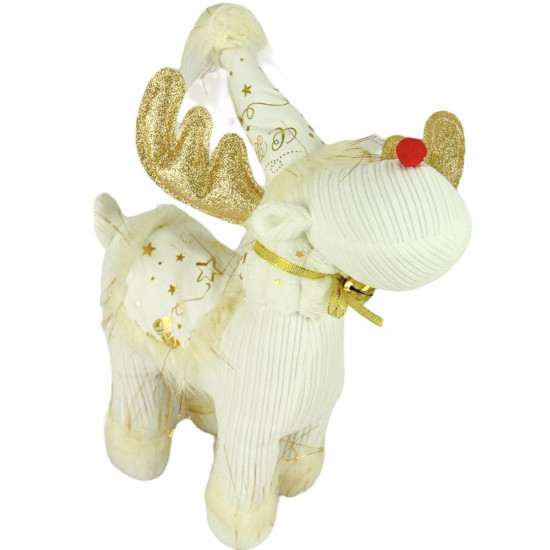 Новорічна м'яка іграшка Чарівний Олень що стоїть,біло-золотий 40 см (L01161)