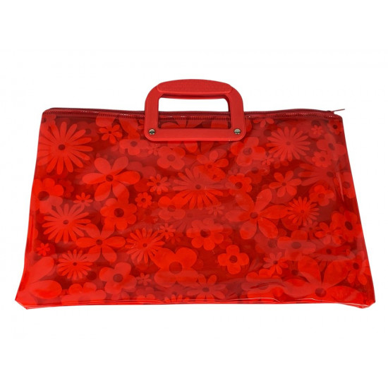 Папка-портфель ПВХ прозрачная "Flowers" 28 х 39см, 30мкм, 6 цветов (33-FL)