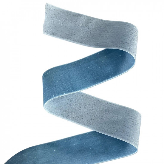 Оксамитова стрічка  блискуча 4,0 см х 30 ярдов Блакитний Marill (D16740- blue)