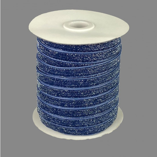 Оксамитова стрічка  блискуча 1,0 см х 50 ярдів Синій Marill (D16710- C 131)