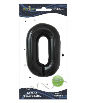 Цифра фольгована  "0" чорна  32"(80cm)  Pelican 1шт (830950)