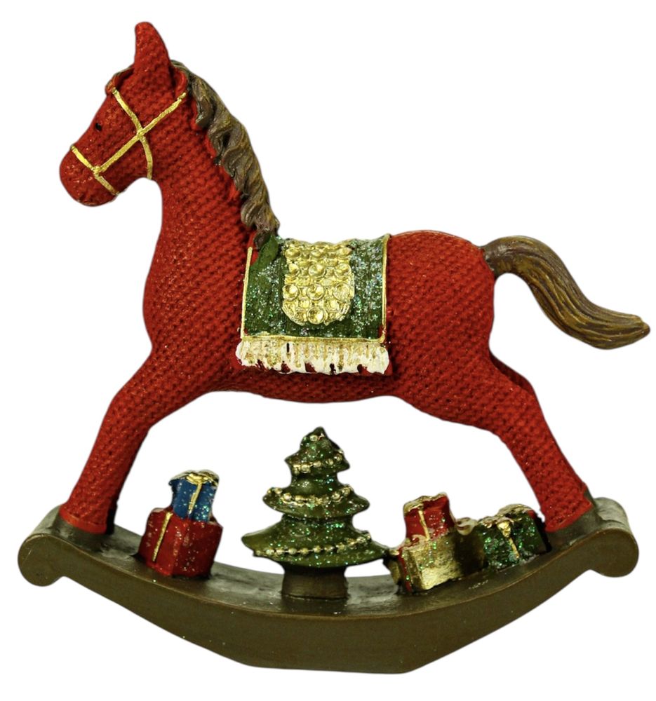Новорічний cувенір Конячка-гойдалка, червона 15см (L01193)