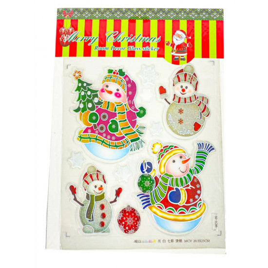 Наліпки для вікон силіконові "Santa" 23*38см, mix (6527-P3-18)