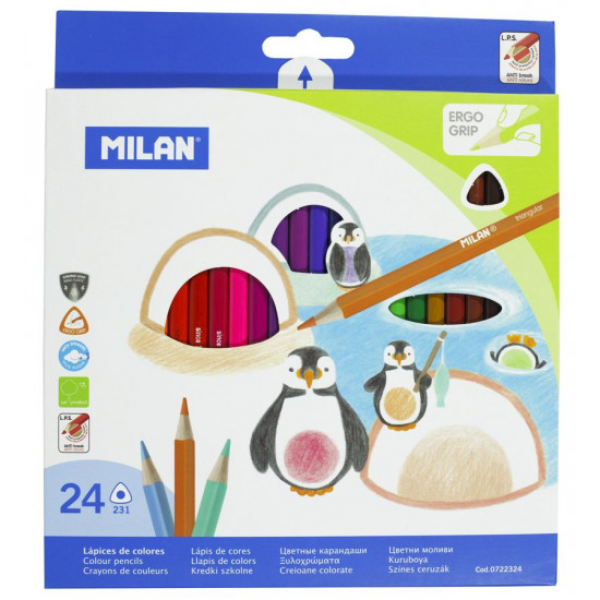 Набір цвет.каранд.треуг. 0722324 ТМ "MILAN" 24шт., D2,9mm (0722324)