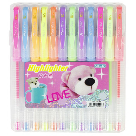 Ручка STC-12  гелева в наборі - 12 кольорів, в пластиковій коробці (STC-12)