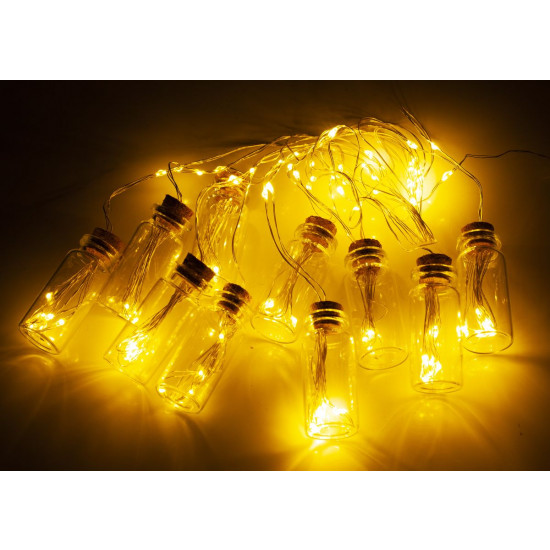 БУТИЛОЧКИ-РОСА, 10шт, 100 LED 3м, теплий білий (1369-01)
