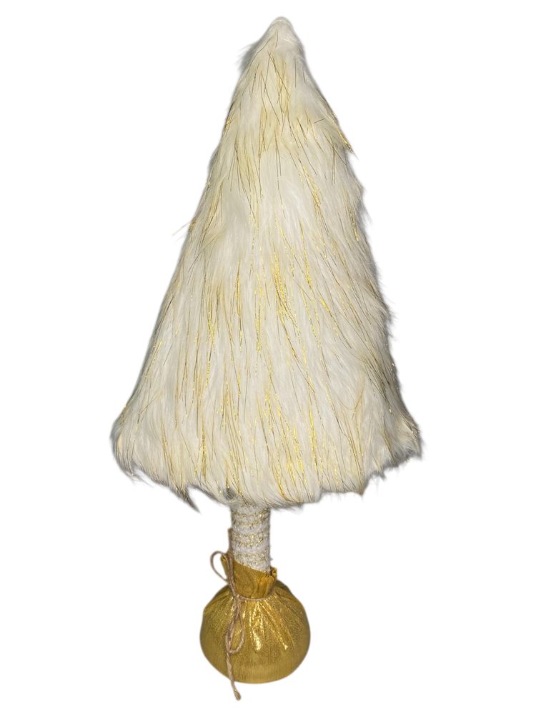 Хутряна ялинка декоративна  см, біла з золотом (L01158)