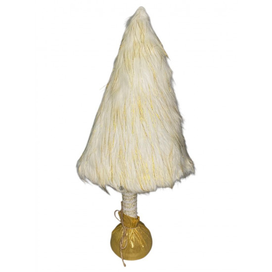 Хутряна ялинка декоративна  см, біла з золотом (L01158)