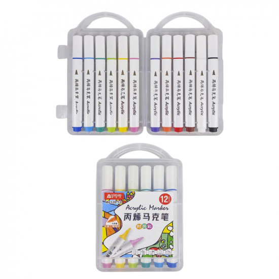 Набір акрилових скетчмакерів Aodemei трикутний  корпус, 12шт, plastic box (6128-12M)