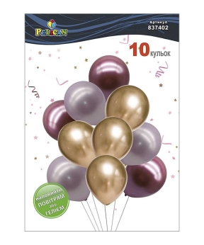 Набір з 10 латексних кульок "Рожевий блиск" хром, Pelican (837402)