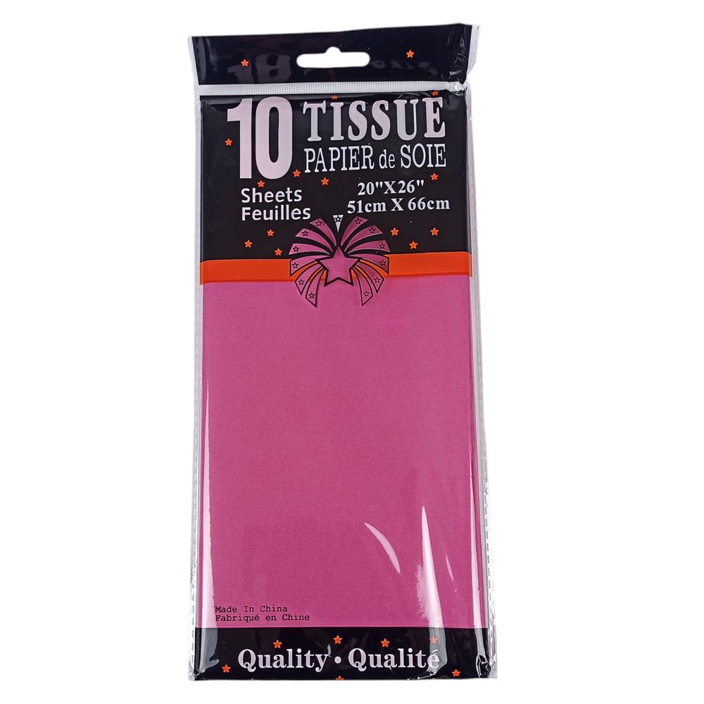 Папір тиш'ю 10 аркушів 50 х 66см, 14гр,  Малиновий (CQ208 P-3527)