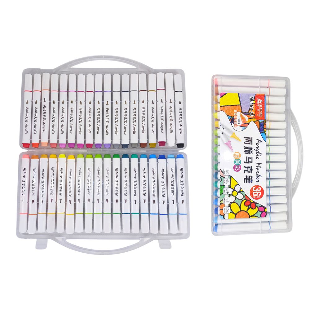 Набір акрилових скетчмакерів Aodemei трикутний  корпус, 36шт, plastic box (6128-36M)