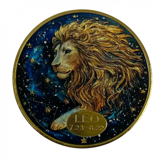Монета-сувенір із зображенням знаку зодіаку  "Лев", 4см в капсулі (Cs - Leo)