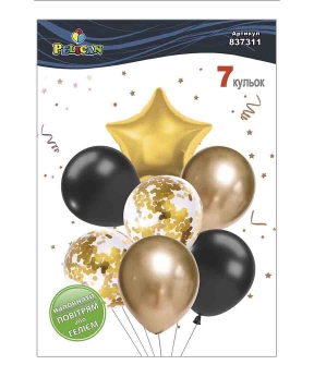 Набір з 7 кульок "Зірка, золотий мікс з хромом" Pelican (837311)