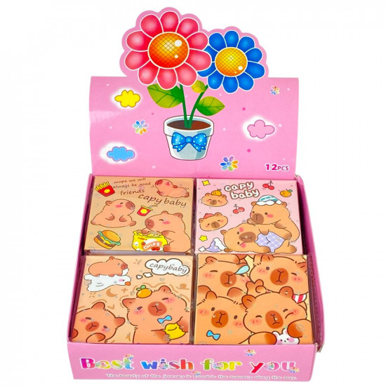 Блокнот 70 аркушів  "Капібара" 8 х 8см, 4 дизайни (BT-042 / BT-A003)