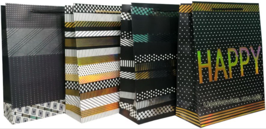 Пакет подарунковий ,  210g,  18 x 23 x 8cm. 4 дизайни Різнокольоровий Unison (YM-S-1114-S)