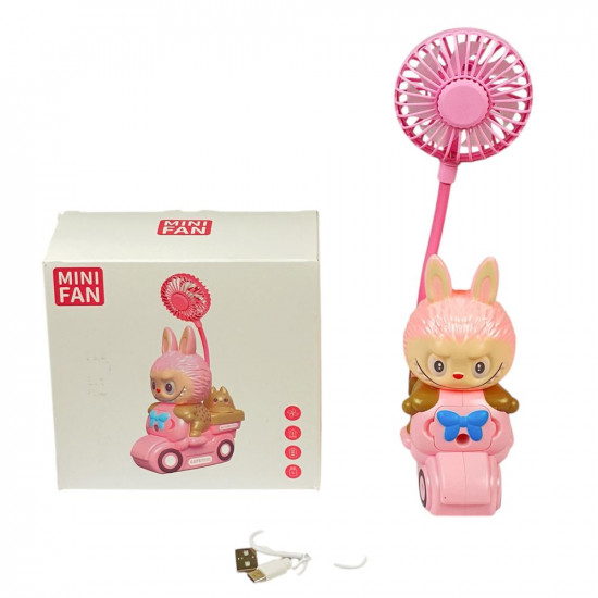 Вентилятор настільний 26см, usb акумулятор , 1 швидкість +підсвітка +точилка Рожевий Unison (65690 pink)