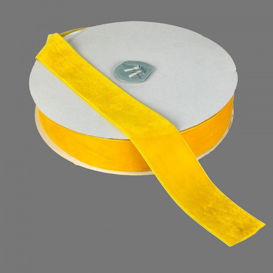 Оксамитова стрічка  4 см (±5мм) х 30 ярдів Жовтий Marill (D00840- C 13)