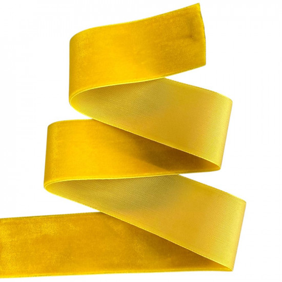 Оксамитова стрічка  4 см (±5мм) х 30 ярдів Жовтий Marill (D00840- C 13)