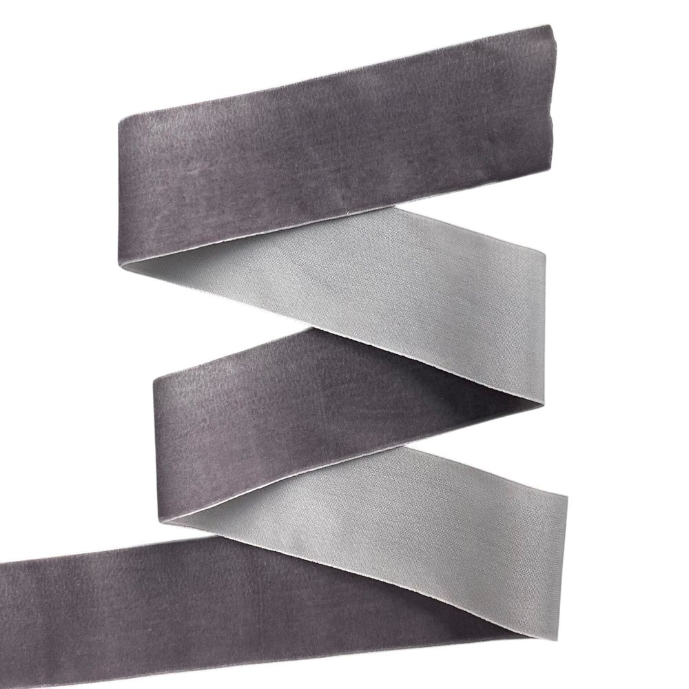 Оксамитова стрічка  4 см (±5мм) х 30 ярдів Сірий Marill (D00840- C 60)