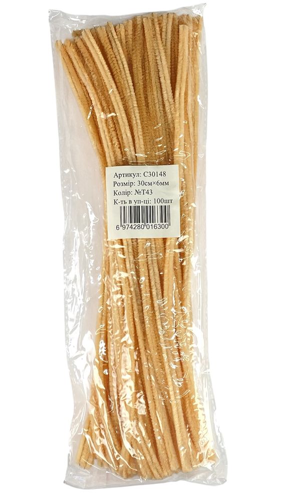 Синельний дріт, 300 х 6мм, ніжний персик, 100 шт (C30148 tender peach-T43)